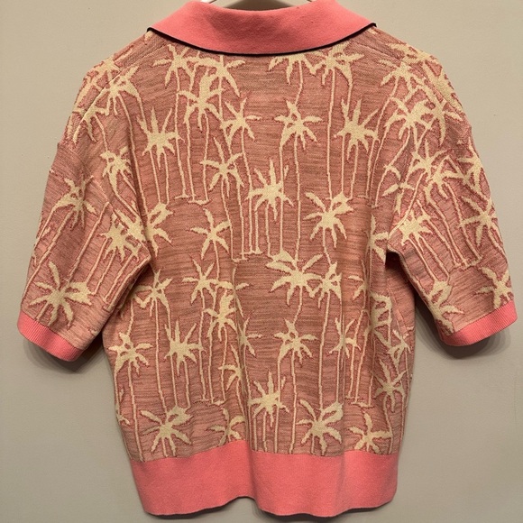 Scotch & Soda Pink and Cream Palm Tree Pattern Knit Polo XS - Picture 5 of 5